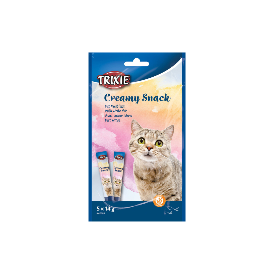 Creamy Snacks with White Fish (5×14 g Sachets) by Trixie
